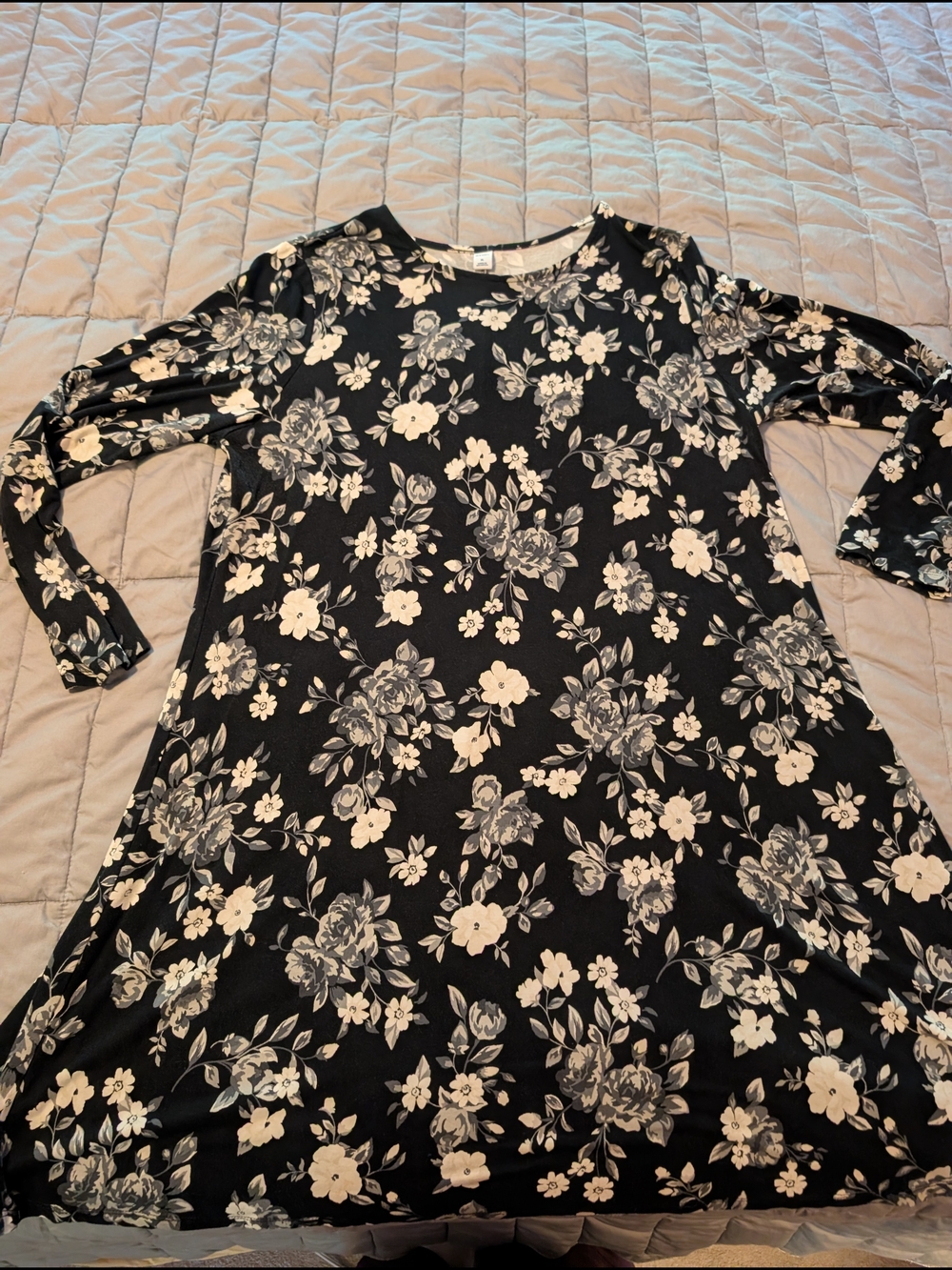 Black Floral Long Sleeve Dress